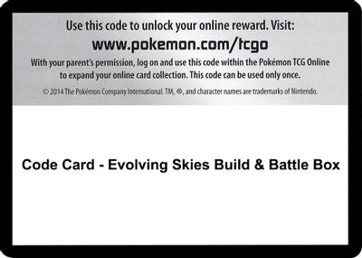 Code Card - Evolving Skies Build & Battle Box SWSH07: Evolving Skies