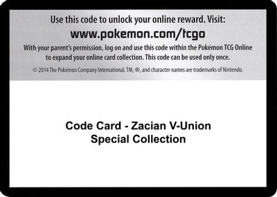 Code Card - Zacian V-Union Special Collection SWSH07: Evolving Skies