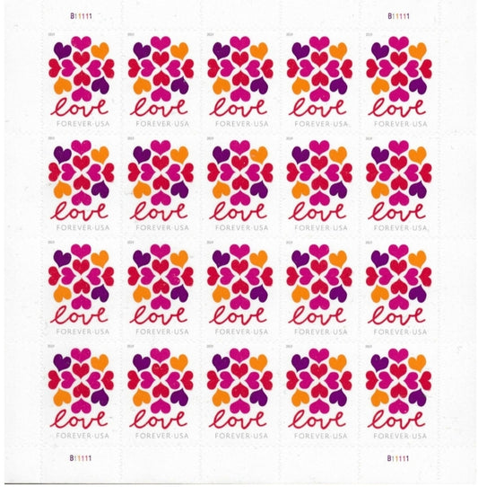 2019 Hearts Blossom USA Forever Stamp Sheets