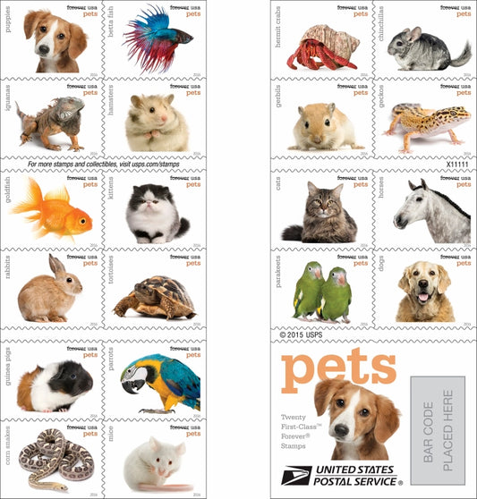 USPS Pets Forever Booklet of 20 Stamps